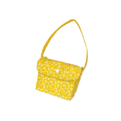 Cheerful Yellow Purse with Delicate White Leaves