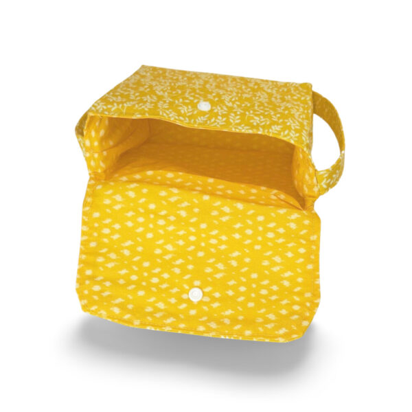 Cheerful Yellow Purse with Delicate White Leaves - Image 3