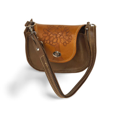 Elegant Acorn Motif Leather Shoulder Bag