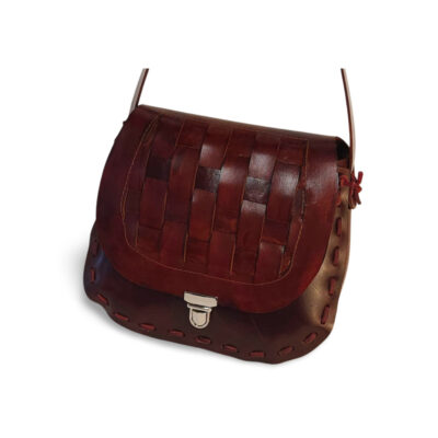 Woven Leather Tuck-Lock Satchel