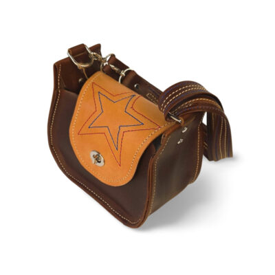 Star Motif Two-Tone Leather Shoulder Bag