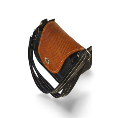 Elegant Basket Weave Two-Tone Shoulder Bag
