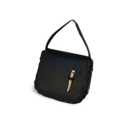Rustic Antler-Clasp Leather Cross-Body Bag