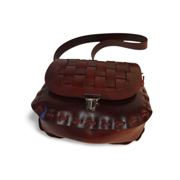 Woven Leather Tuck-Lock Satchel - Image 3