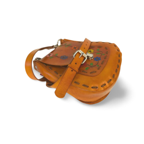 Vibrant Floral Tooled Satchel - Image 2