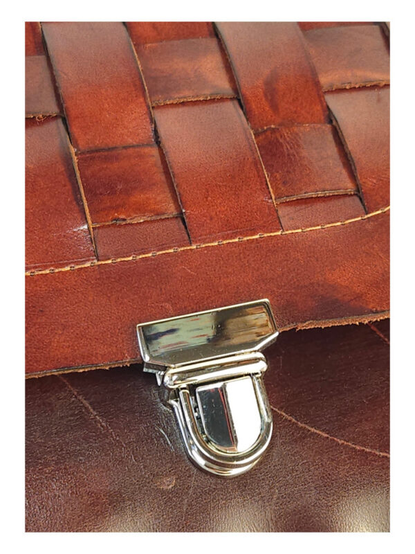 Woven Leather Tuck-Lock Satchel - Image 2